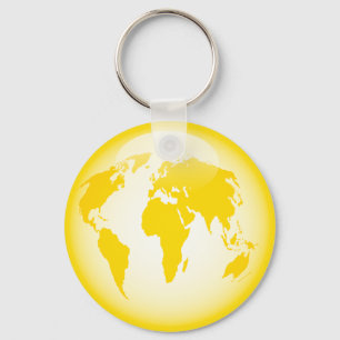 Yellow Glossy Globe Key Ring