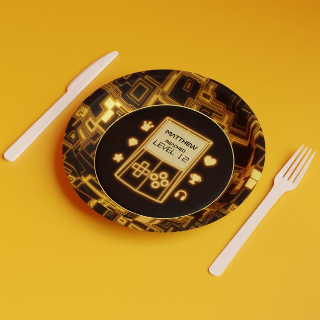 Yellow Glow Handheld Console Paper Plate (Yellow Glow Handheld Console Paper Plates)