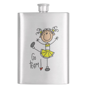 Yellow Go Team Cheerleader Hip Flask