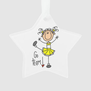 Yellow Go Team Cheerleader Ornament