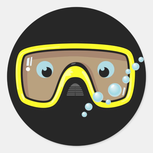 Yellow Goggles Classic Round Sticker (Front)