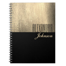 Yellow Gold and Black Simple Name Notebook