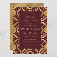Yellow Gold & Any Colour Background Plaid Wedding
