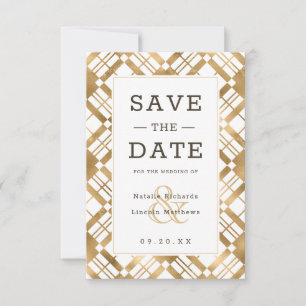Yellow Gold & Any Colour Rustic Farmhouse Plaid Save The Date