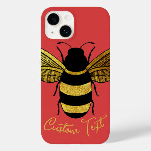 YELLOW GOLD BLACK BUMBLEBEE SCRIPT TEXT BEE RED Case-Mate iPhone 14 CASE