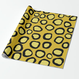 Yellow Gold Black Cheetah Animal Wrapping Paper