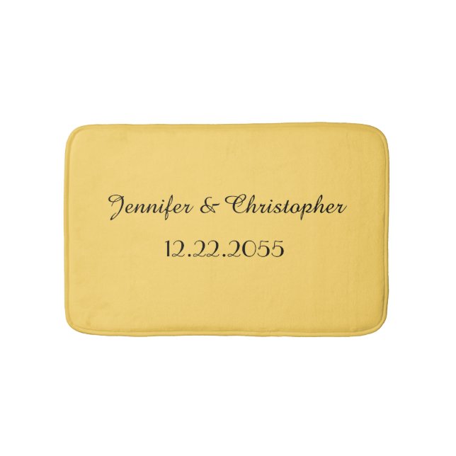 Yellow Gold Black Personalized Names Plush  Bath Mat (Front)