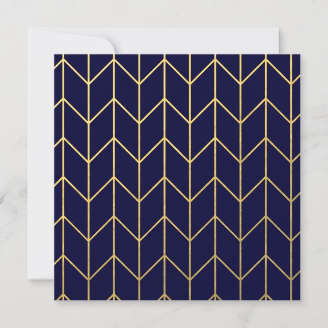 Yellow Gold Chevron Navy Blue Modern Chic (Front)