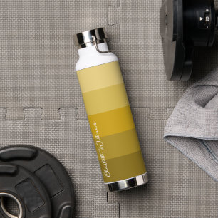 YELLOW GOLD COLOR STRIPE LINE PATTERN NAME  WATER BOTTLE