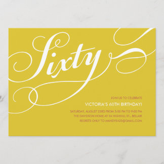 Yellow Gold Elegant 60th Birthday Invitations