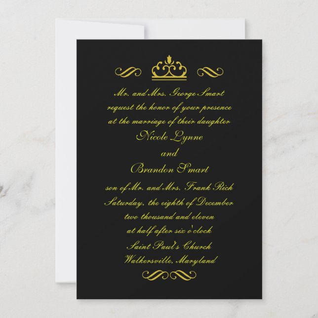 Yellow Gold Fairy Tale Wedding Invitation (Front)