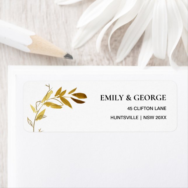 YELLOW GOLD FAUNA WATERCOLOR LEAVES BRANCH ADDRESS (Insitu)