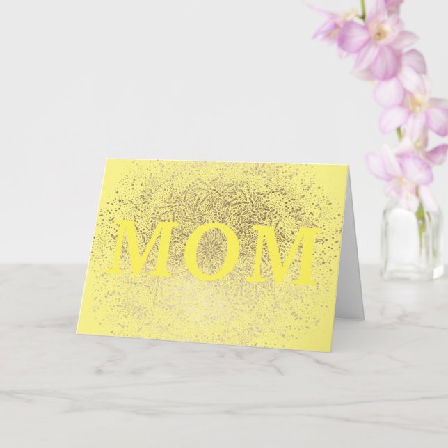 Yellow Gold Floral MOM Formal Elegant Mothers Day Card (Orchid)