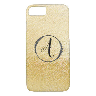 *~* Yellow Gold Foil Black Diamond Frame Monogram Case-Mate iPhone Case