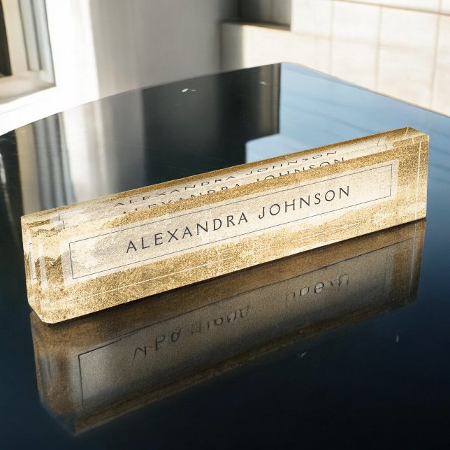 Yellow Gold Foil Luxury Brush Strokes Nameplate (Creator Uploaded)