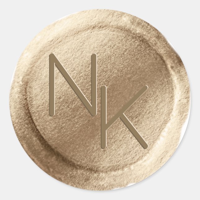 Yellow Gold Foil Wax Seal Initial Envelope Sticker (Front)