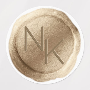 Yellow Gold Foil Wax Seal Initial Wedding Monogram