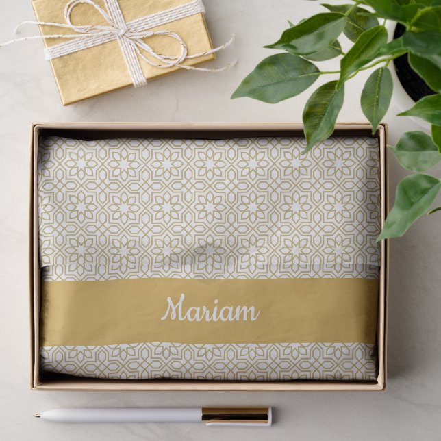Yellow Gold Geometric White Tissue Paper (Gift)