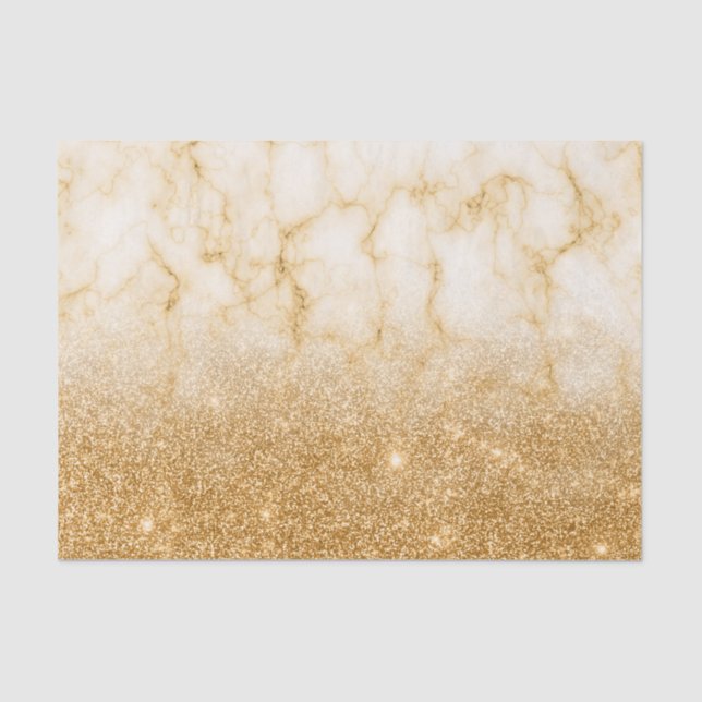 Yellow Gold Glitter look Fading ombre Marble Tissue Paper (Front)