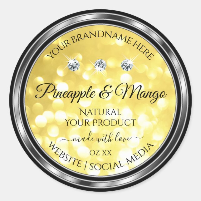 Yellow Gold Glitter Product Labels Diamonds Silver (Front)