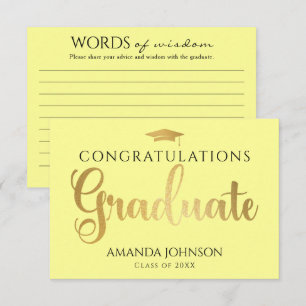 Yellow Gold Graduate Words of Wisdom Graduation  Enclosure Card