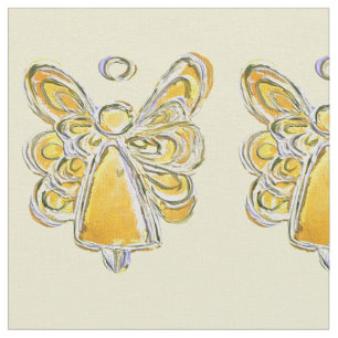 Yellow Gold Guardian Angel Art Fabric Material