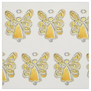 Yellow Gold Guardian Angel Art Fabric Material