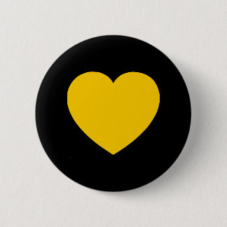 Yellow Gold Heart on Black 6 Cm Round Badge