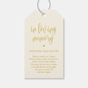Yellow Gold, Memorial Candle, Funeral Service Tag
