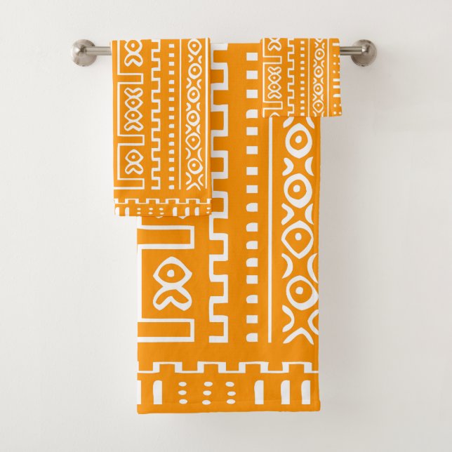 Yellow Gold Mudcloth Towel Set (Insitu)