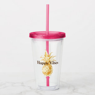 Yellow Gold Pineapple Acrylic Tumbler