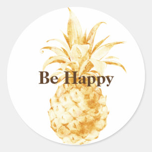 Yellow Gold Pineapple Confetti Classic Round Sticker