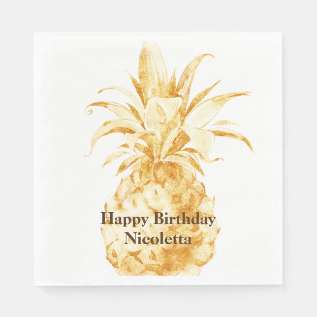 Yellow Gold Pineapple Confetti Napkin (Front)