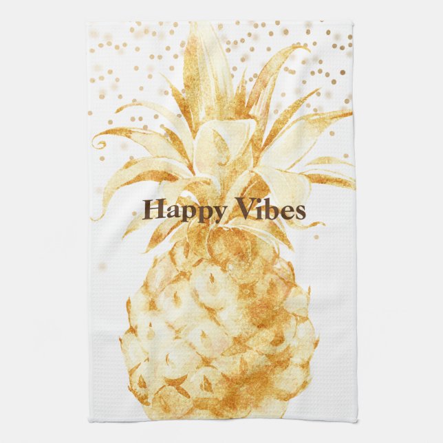 Yellow Gold Pineapple Tea Towel (Vertical)