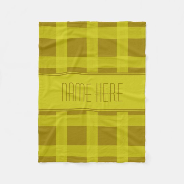 Yellow Gold Plaid Custom Name Blanket (Front)