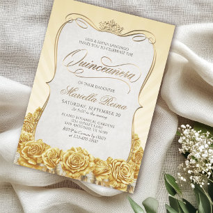 Yellow Gold Quinceañera Invitation