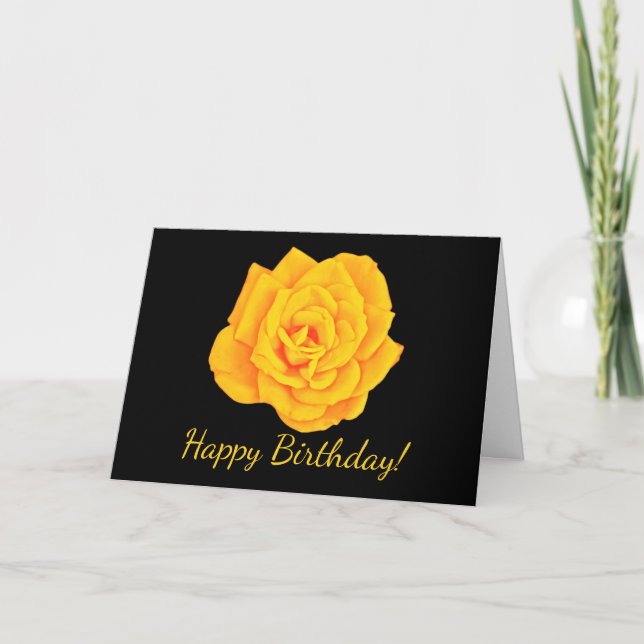 Yellow Gold Rose Dramatic Birthday Card (Front)