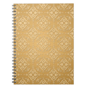 Yellow Gold Saffron Damask Pattern Notebook