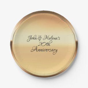 Yellow Gold Shine Personalised Custom Party Paper Plate