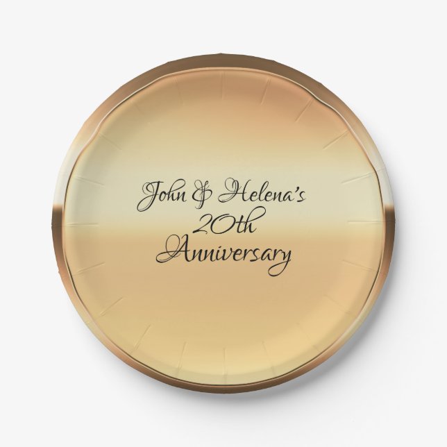 Yellow Gold Shine Personalised Custom Party Paper Plate (Front)