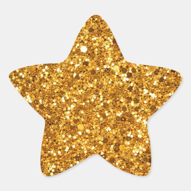 Yellow-Gold Sparkling Background Star Sticker (Front)