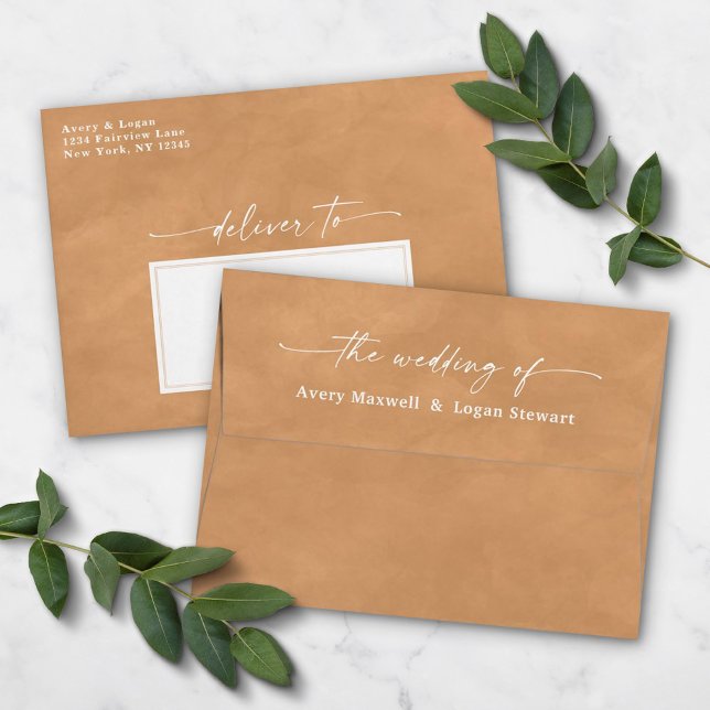 Yellow Gold Watercolor A7 5x7 Wedding Invitation Envelope (Creator Uploaded)