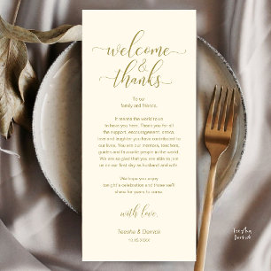 Yellow Gold Wedding Place Setting Thank You Card