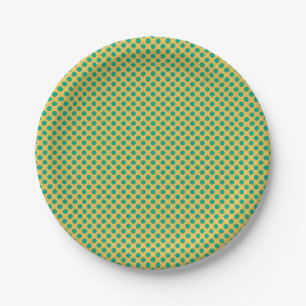 Yellow Gold with Emerald Green Polka Dots STaylor Paper Plate