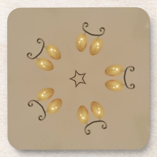 Yellow Golden Egg Pattern Easter Eggs Rustic Beige Coaster (Front)
