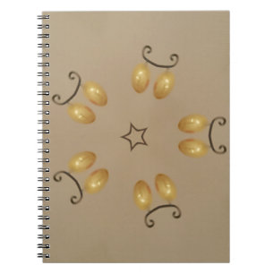 Yellow Golden Egg Pattern Easter Eggs Rustic Beige Spiral Notebook