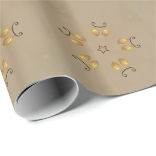 Yellow Golden Egg Pattern Easter Eggs Rustic Beige Wrapping Paper