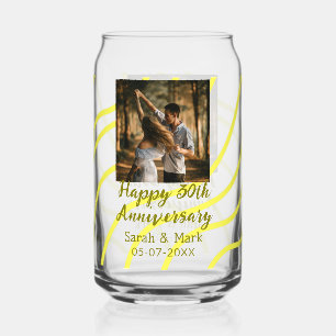 Yellow golden photo 30th wedding anniversary name  can glass