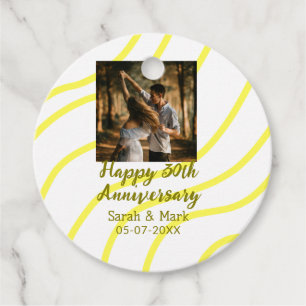 Yellow golden photo 30th wedding anniversary name favour tags