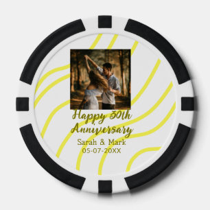 Yellow golden photo 30th wedding anniversary name  poker chips